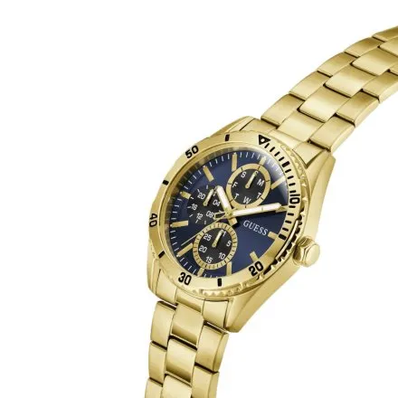 Guess Velocity złoty zegarek męski granatowa tarcza multidata GW1061G2