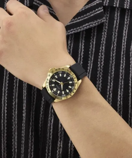 Guess Neo zegarek męski złoty czarna tarcza na pasku GW1065G2
