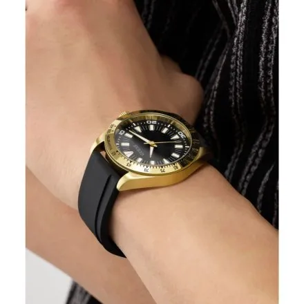 Guess Neo zegarek męski złoty czarna tarcza na pasku GW1065G2