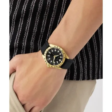 Guess Neo zegarek męski złoty czarna tarcza na pasku GW1065G2