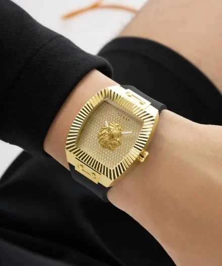 Guess Phoenix zegarek męski złoty na pasku błyszczący GW1066G2