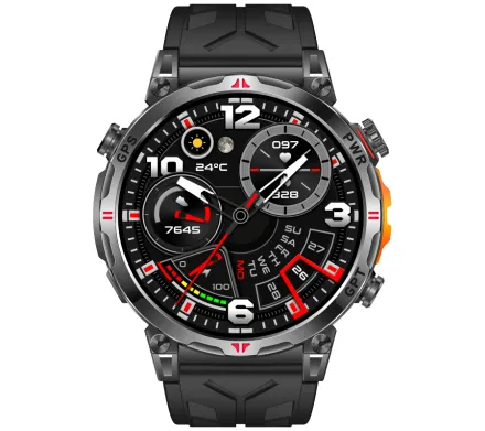 Smartwatch męski Rubicon RNCF52 czarny rozmowy kompas latarka SMARUB408