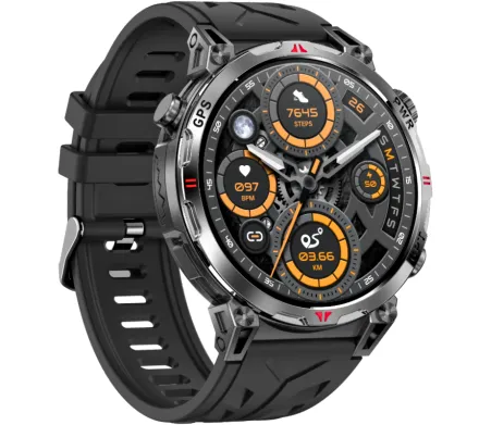 Smartwatch męski Rubicon RNCF52 czarny rozmowy kompas latarka SMARUB408