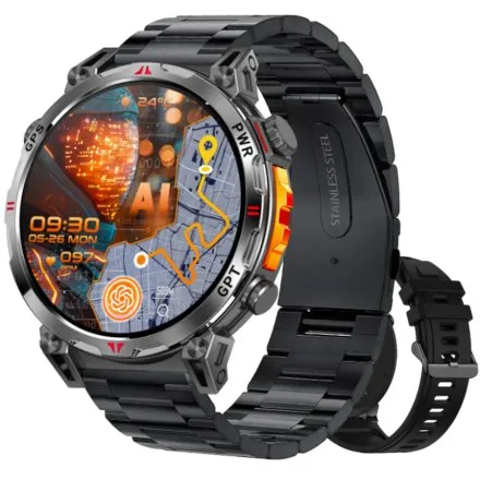 Smartwatch męski Rubicon RNCF52 czarny rozmowy kompas latarka SMARUB408