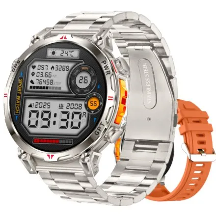 Smartwatch męski Rubicon RNCF52 srebrny rozmowy kompas latarka SMARUB409