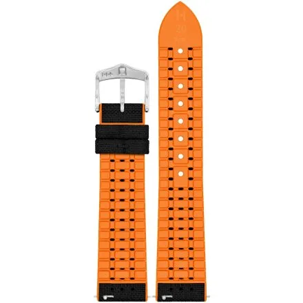 Czarno-pomarańczowy pasek do zegarka 22 mm HIRSCH Arne 0927690050-2-22 (L)
