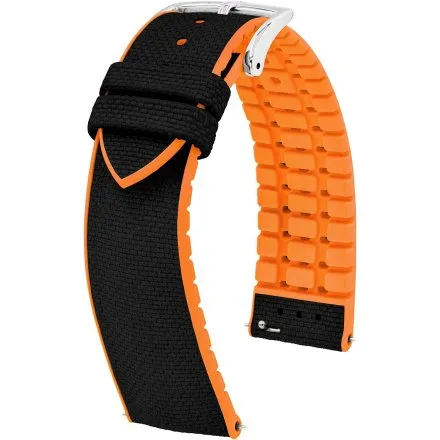 Czarno-pomarańczowy pasek do zegarka 22 mm HIRSCH Arne 0927690050-2-22 (L)