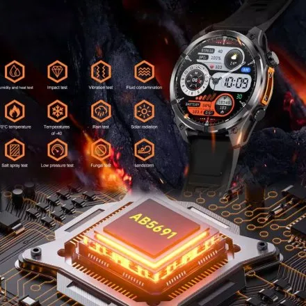 Smartwatch męski Rubicon RNCF54 czarny z bransoletą i 2 paskami w zestawie SMARUB401