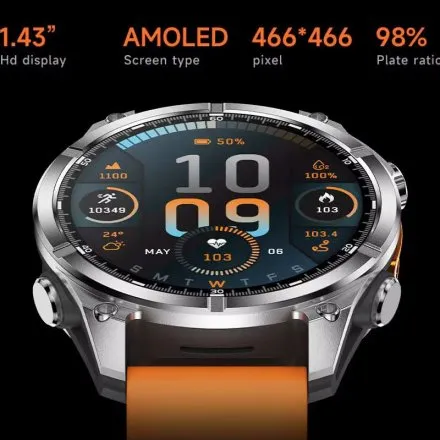 Smartwatch męski Rubicon RNCF54 czarny z bransoletą i 2 paskami w zestawie SMARUB402