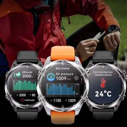 Smartwatch męski Rubicon RNCF54 czarny z bransoletą i 2 paskami w zestawie SMARUB402