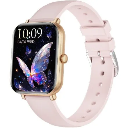 Rubicon RNCF53 złoty smartwatch na różowym pasku z funkcją rozmowy SMARUB403