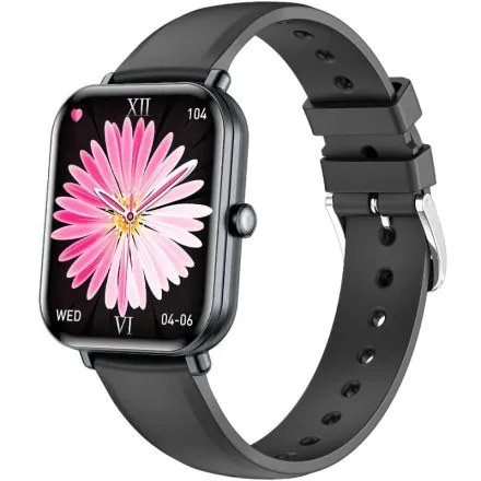 Rubicon RNCF53 czarny smartwatch na czarnym pasku z funkcją rozmowy SMARUB404