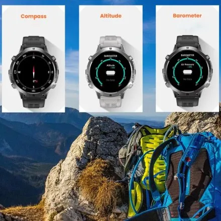 Smartwatch męski Rubicon RNCF40 czarny Amoled super bateria SMARUB389