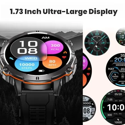 Smartwatch męski Rubicon RNCF40 czarny Amoled super bateria SMARUB389