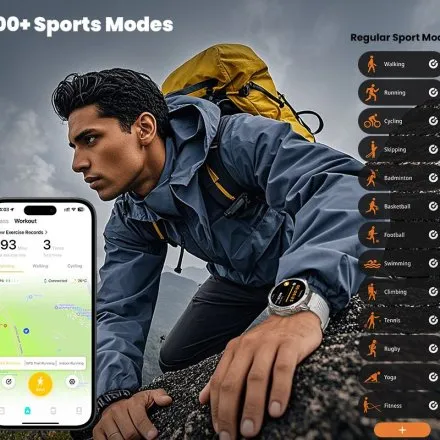 Smartwatch męski Rubicon RNCF40 czarny Amoled super bateria SMARUB389