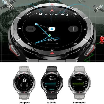 Smartwatch męski Rubicon RNCF41 czarny rozmowy kompas barometr SMARUB390