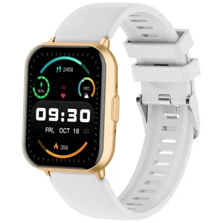 Rubicon RNCF46 złoty smartwatch na białym pasku z funkcją rozmowy SMARUB396