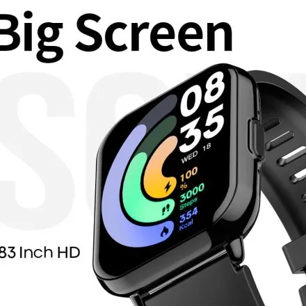 Rubicon RNCF46 srebrny smartwatch na białym pasku z funkcją rozmowy SMARUB397