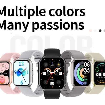 Rubicon RNCF46 srebrny smartwatch na białym pasku z funkcją rozmowy SMARUB397