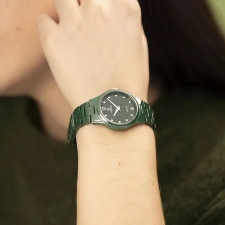 Festina Ceramic zegarek damski na zielonej bransolecie 20751/6