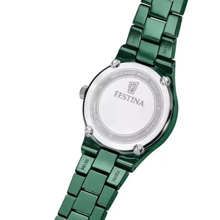 Festina Ceramic zegarek damski na zielonej bransolecie 20751/6