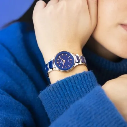 Festina Ceramic zegarek damski srebrny na granatowej bransolecie 20752/5
