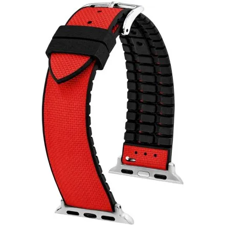 Czerwono-czarny Pasek Hirsch Apple Watch 20 mm HIRSCH Arne do Smartwatcha Apple Watch 0925090020AD-2-20