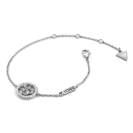Srebrna bransoletka Guess logo z kryształkami GUESS LIFE IN 4G JUBB02137JW (S)