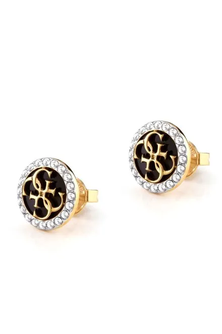 Złote kolczyki Guess z kryształami GUESS LIFE IN 4G JUBE02147JW