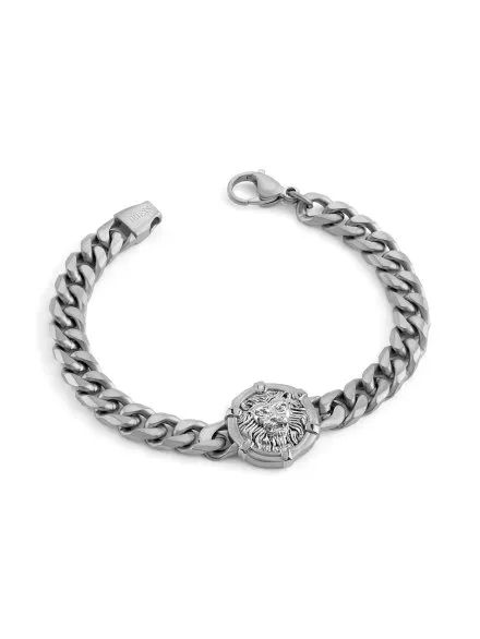 Guess LO Studio srebrna bransoletka męska łańcuch lew JUMB06100JW