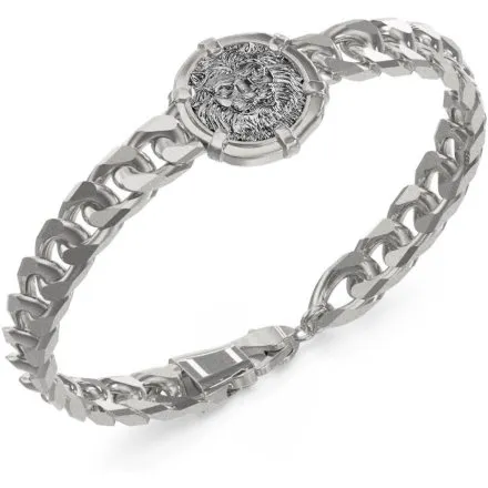 Guess LO Studio srebrna bransoletka męska łańcuch lew JUMB06100JW