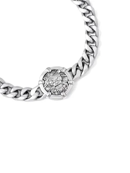 Guess LO Studio srebrna bransoletka męska łańcuch lew JUMB06100JW