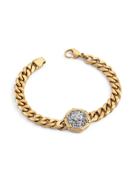 Guess LO Studio złota bransoletka męska łańcuch lew JUMB06100JW