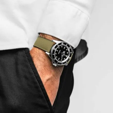 Zielono-czarny pasek do zegarka 18 mm HIRSCH Arne 0925090140-2-18 (M)