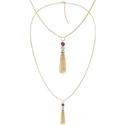 Tommy Hilfiger Modern Hippie naszyjnik damski złoty zawieszka z koralikami 2781041 