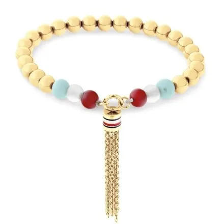 Tommy Hilfiger Modern Hippie bransoletka damska złota z koralikami i zawieszką 2781042
