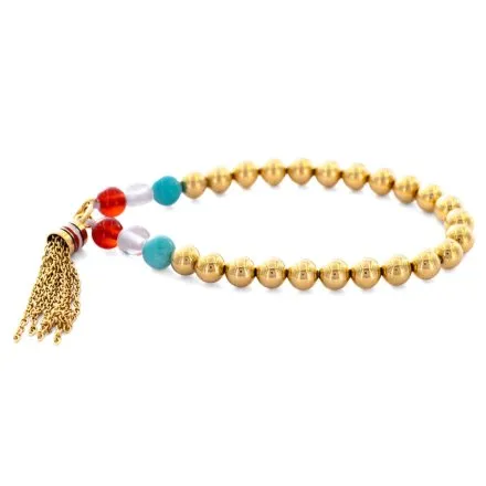 Tommy Hilfiger Modern Hippie bransoletka damska złota z koralikami i zawieszką 2781042