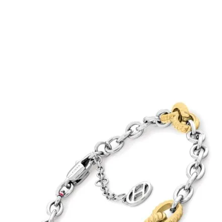Tommy Hilfiger Feminine Rope bransoletka damska srebrno-złota łańcuch 2781060 