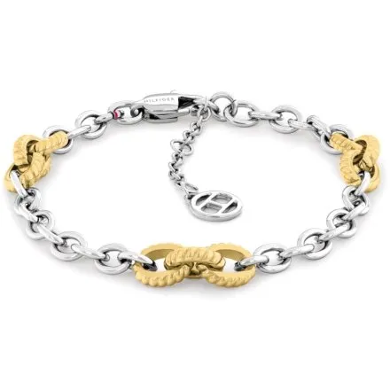 Tommy Hilfiger Feminine Rope bransoletka damska srebrno-złota łańcuch 2781060 