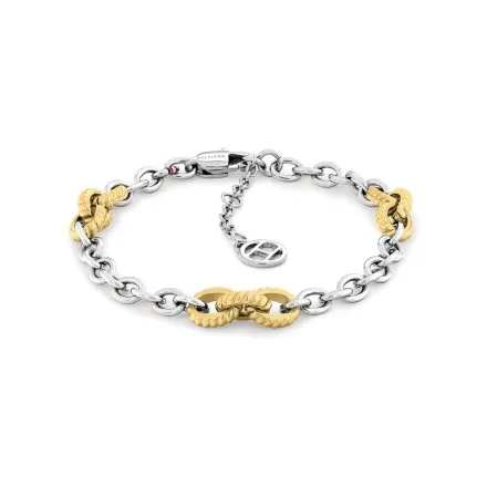 Tommy Hilfiger Feminine Rope bransoletka damska srebrno-złota łańcuch 2781060 