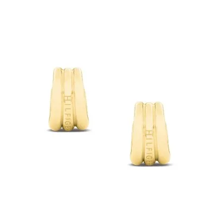 Tommy Hilfiger Puffy kolczyki damskie złote kółka retro 2781071