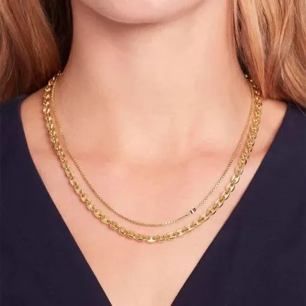 Tommy Hilfiger Layering naszyjnik damski złoty podwójny 2781081