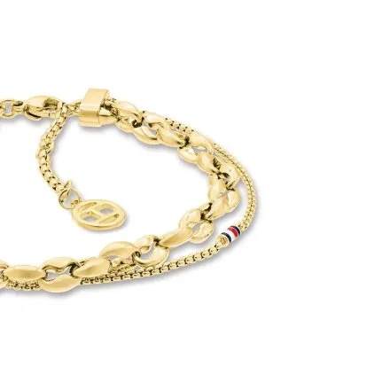 Tommy Hilfiger Layering bransoletka damska złota podwójna 2781083 