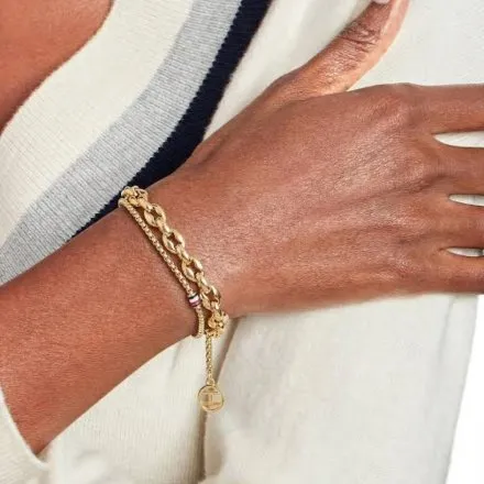 Tommy Hilfiger Layering bransoletka damska złota podwójna 2781083 