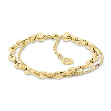 Tommy Hilfiger Layering bransoletka damska złota podwójna 2781083 