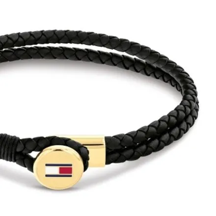 Tommy Hilfiger bransoletka męska czarna ze złotym elementem 2790669