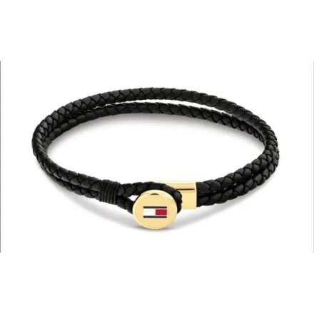 Tommy Hilfiger bransoletka męska czarna ze złotym elementem 2790669