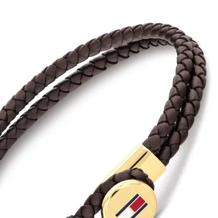 Tommy Hilfiger bransoletka męska brązowa ze złotym elementem 2790670