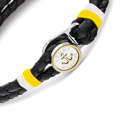 Tommy Hilfiger bransoletka męska czarna z biało-żółtym akcentem 2790695