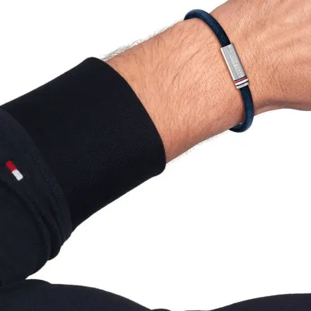 Tommy Hilfiger bransoletka męska granatowa ze srebrnym zapięciem 2790702